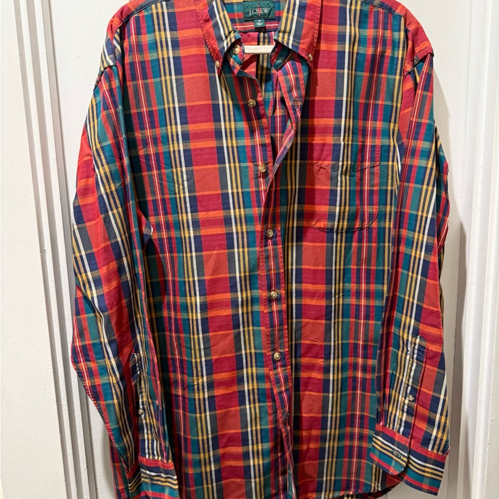 J. Crew Men's Vibrant Plaid Button-Down Shirt
